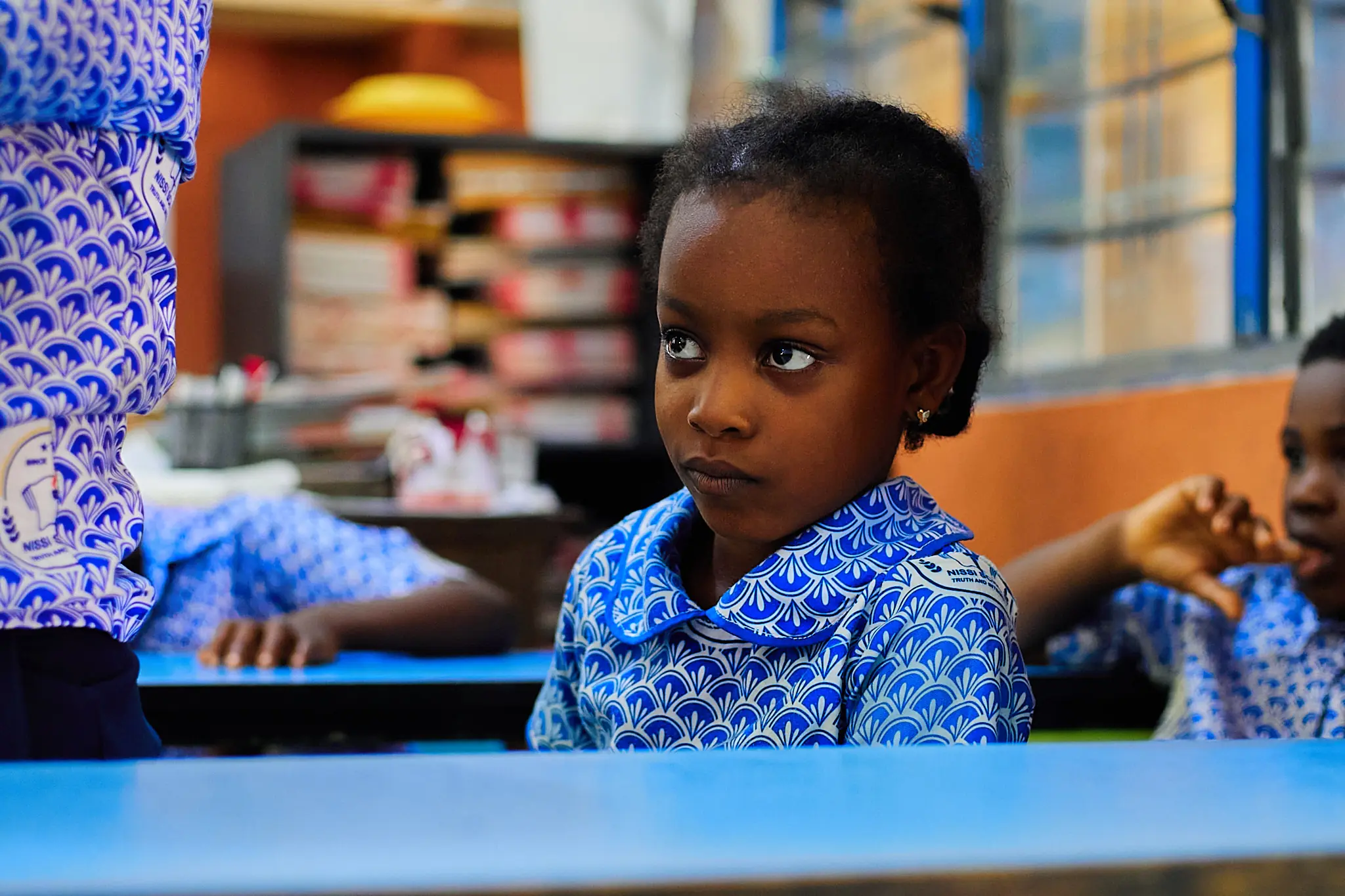 Pupil concentrating on lesson